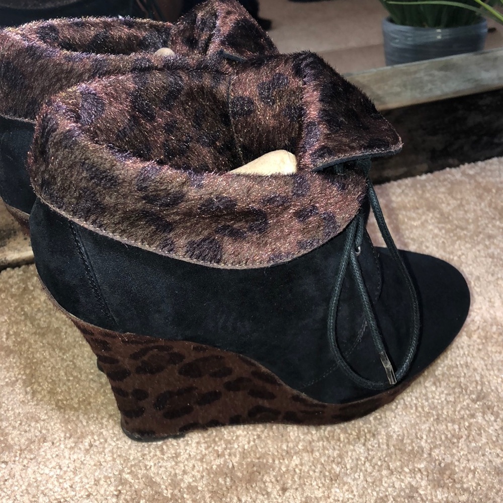 Black wedge ankle boots